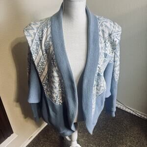 Vintage Dona Cristina Hand Woven Artwear knit sweater Guatemala light blue sz L
